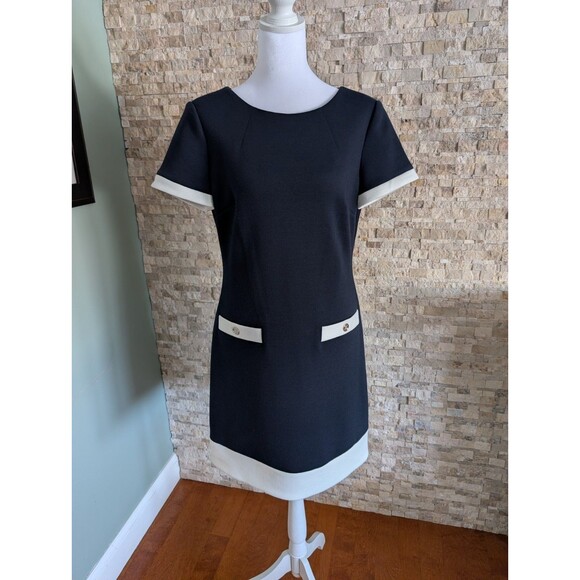 Tommy Hilfiger Preppy Old Money Contrast Trim Nautical Dress Navy White Sz 8 - Picture 2 of 16
